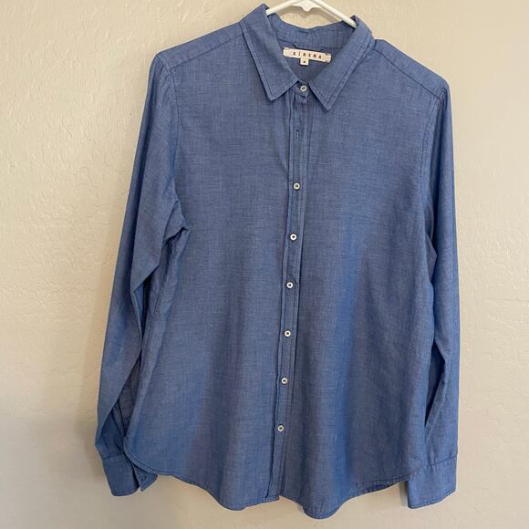 XiRENA Tops - Xirena Womens Size Medium Button Up Chambray Shirt Long Sleeve Collared Blue